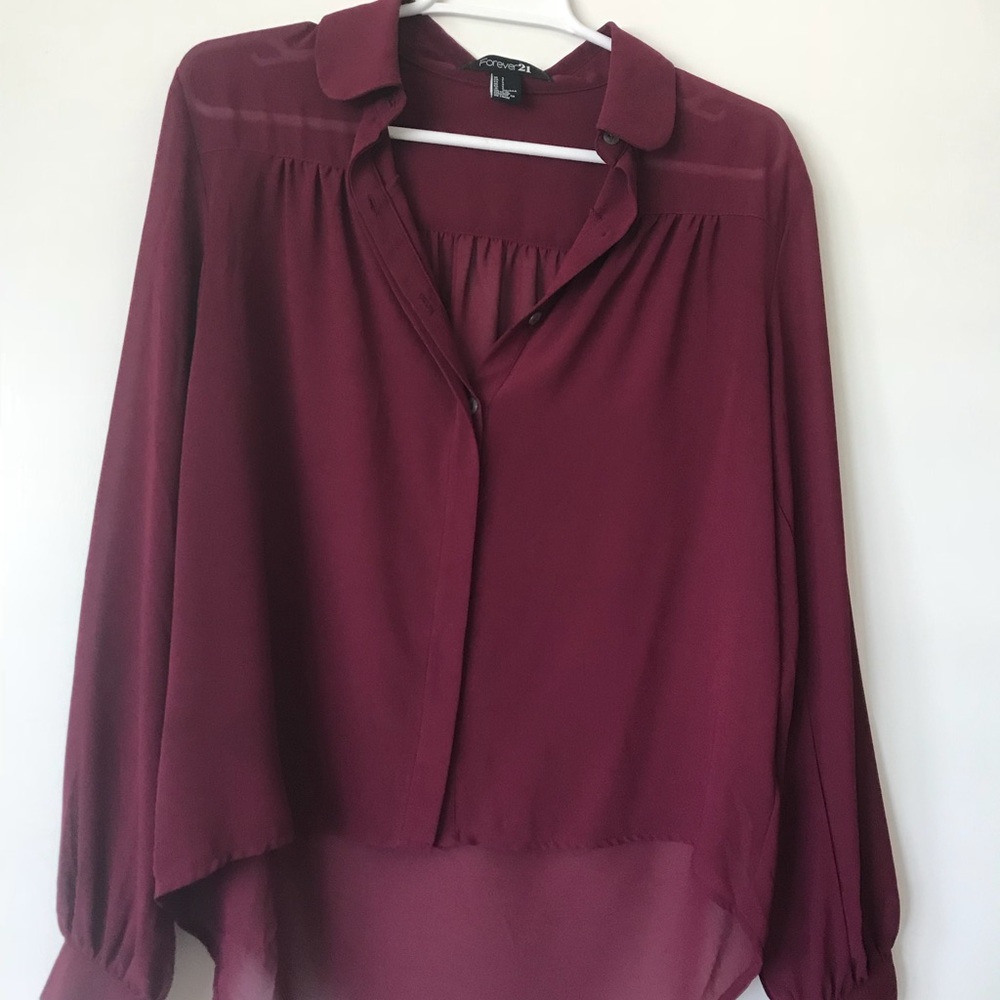 Forever 21 burgundy high- low blouse!
